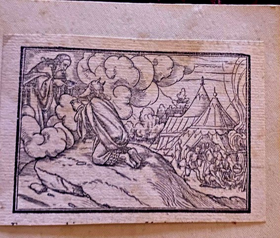Antique Engraving Holbein- 17th century- laid paper-Latin reverse