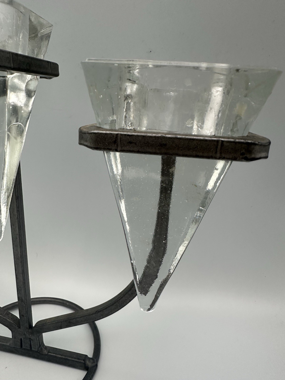 Metal And Glass Candle Holder Cone Shaped Holders 8.75″