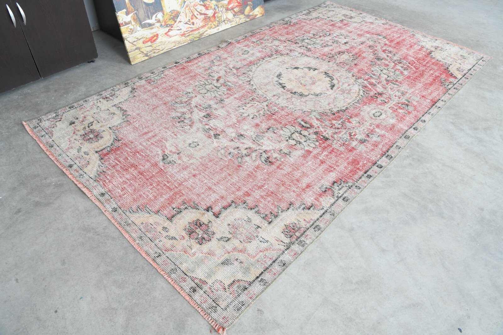 Anatolian Oushak Rugs Turkish Faded Hand-Knotted Antique Vintage Rug 5×9 ft 614