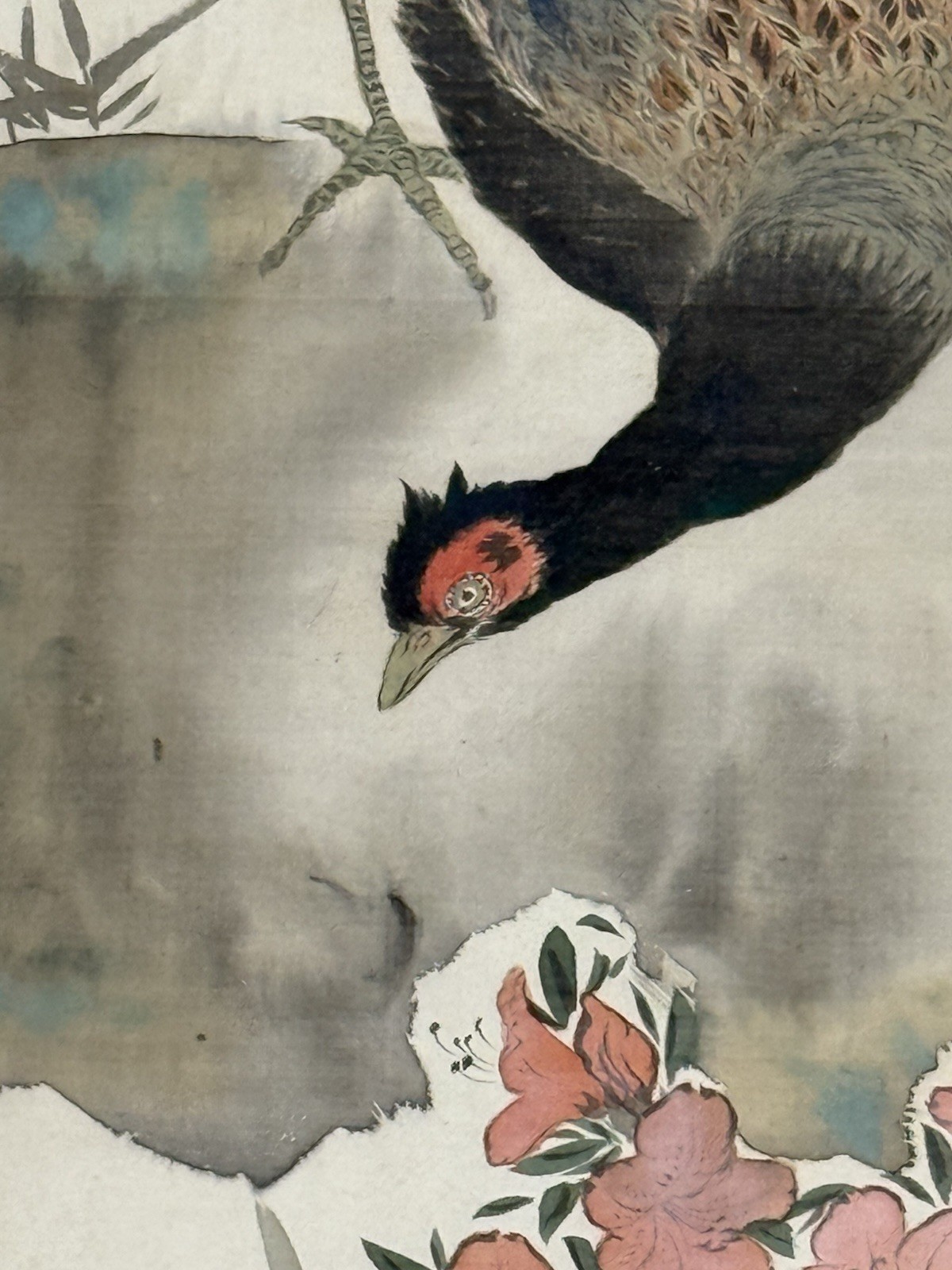 Japanese Hanging Scroll Hand Painted ‘Pheasant&Sakura’ KAKEJIKU Sakai Hoitsu