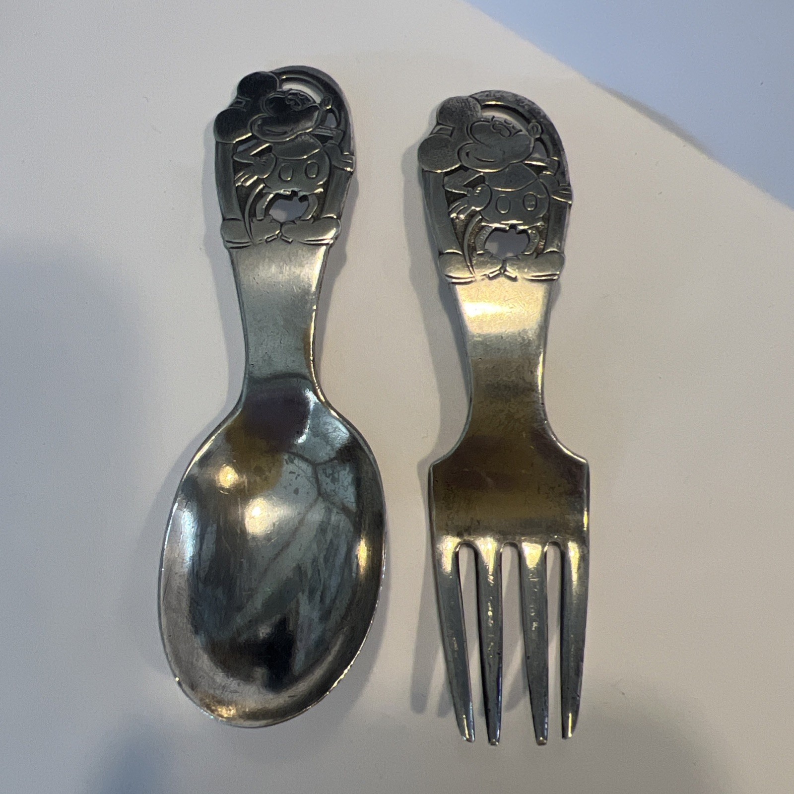 1930’s International Sterling Silver Mickey Mouse Childs Spoon and Fork set