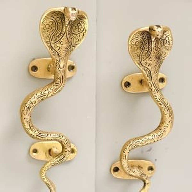 Indian Shelf Antique Brass Cabinet Pulls Cobra Snake Decorative Door Handles Int