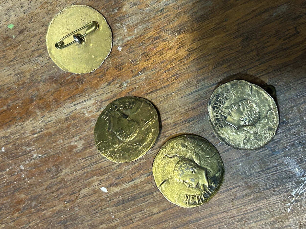 Antique Buttons Hercule Brass? 4 Please See Description