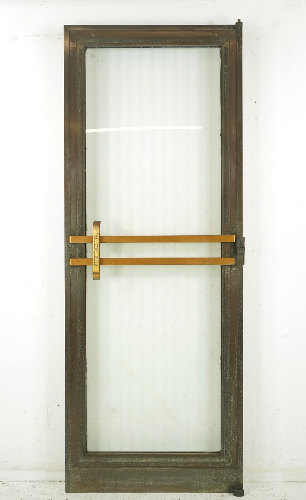 Art Deco Etched Full Glass Bronze Commercial Door 83.5 x 31.75 in.