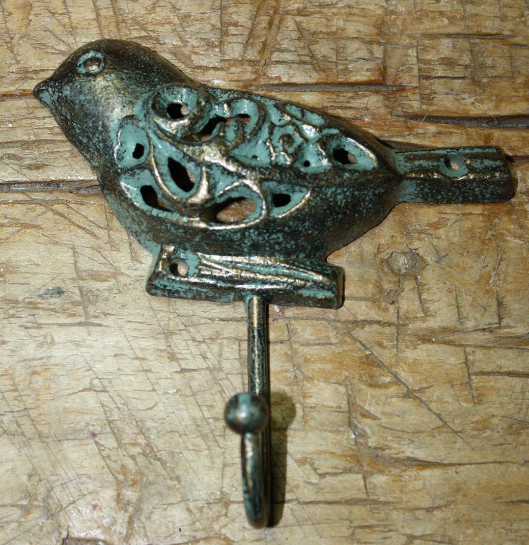 Cast Iron Antique Style DOVE Coat Hooks Hat Hook Rack Towel BIRD Garden Love