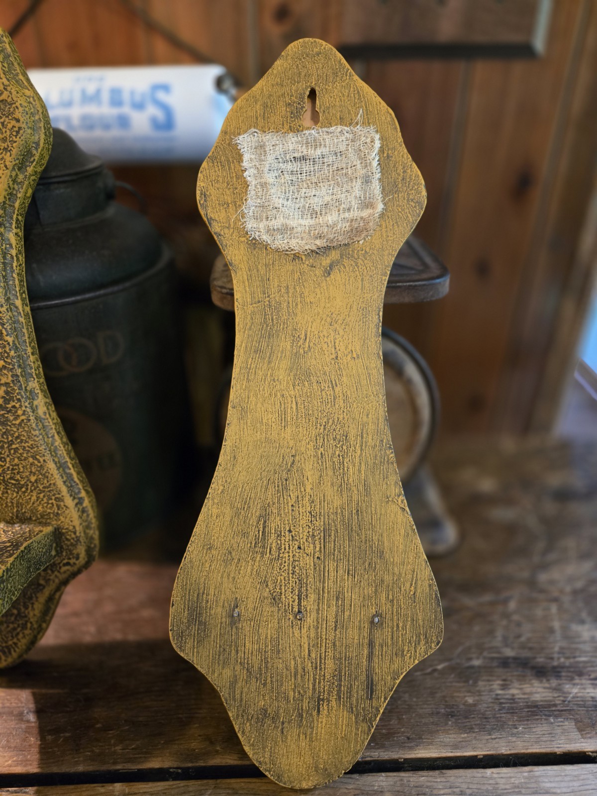 Primitive/Antique/Farmhouse/Rustic Style Mustard Textured Painted Candle Holders
