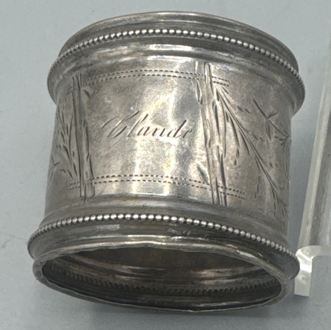 Ornate Napkin Ring Coin (90%) Silver Claude Monogram 14 Grams