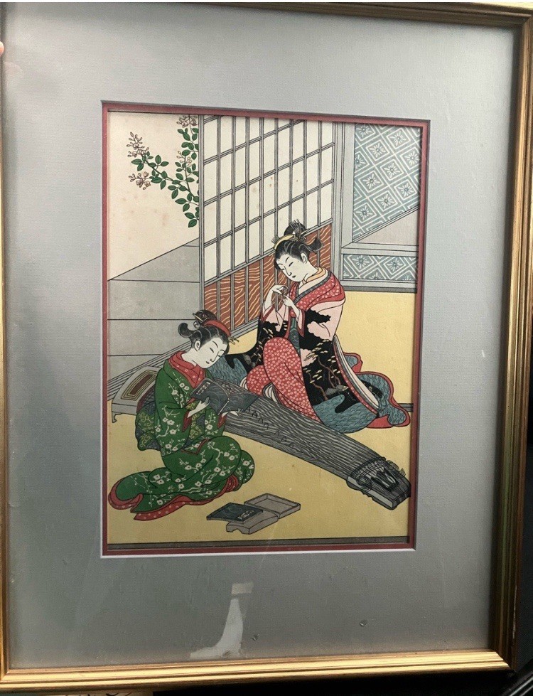 Vintage Asian Woodblock Art Print By Artist Suzuki Harunobu Circa 1930- 40’s