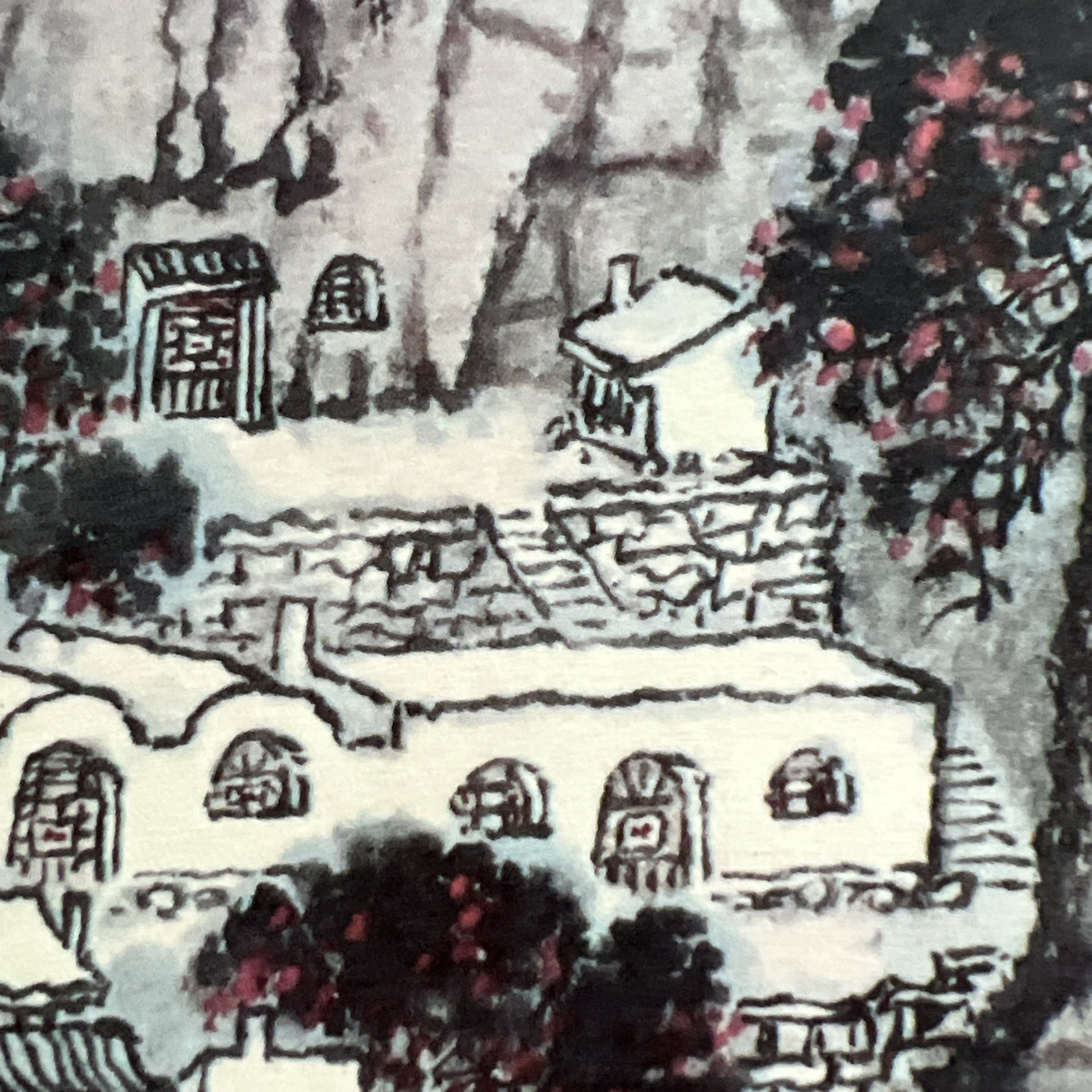 Chinese Woodblock Print THE HILL ARE RED 1960s Qian Song Yan (1898-1985)