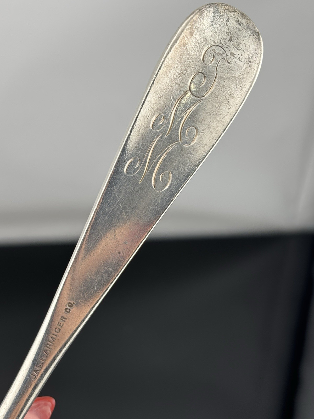 Repousse by James R. Armiger Co. Baltimore Sterling Silver Fork ~7″ Monogrammed