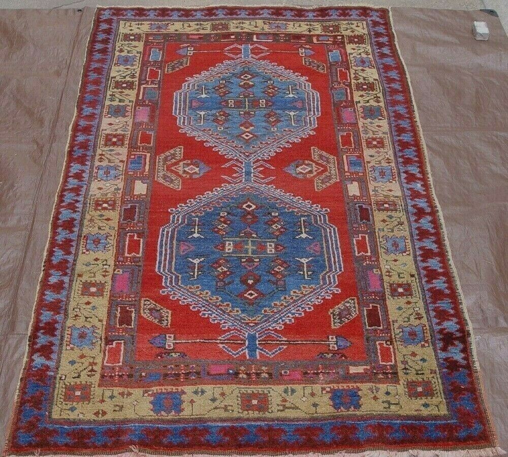 4’3″ x 7′ ANTIQUE KURDISH TRIBAL HAND KNOTTED WOOL ORIENTAL RUG CLEANED