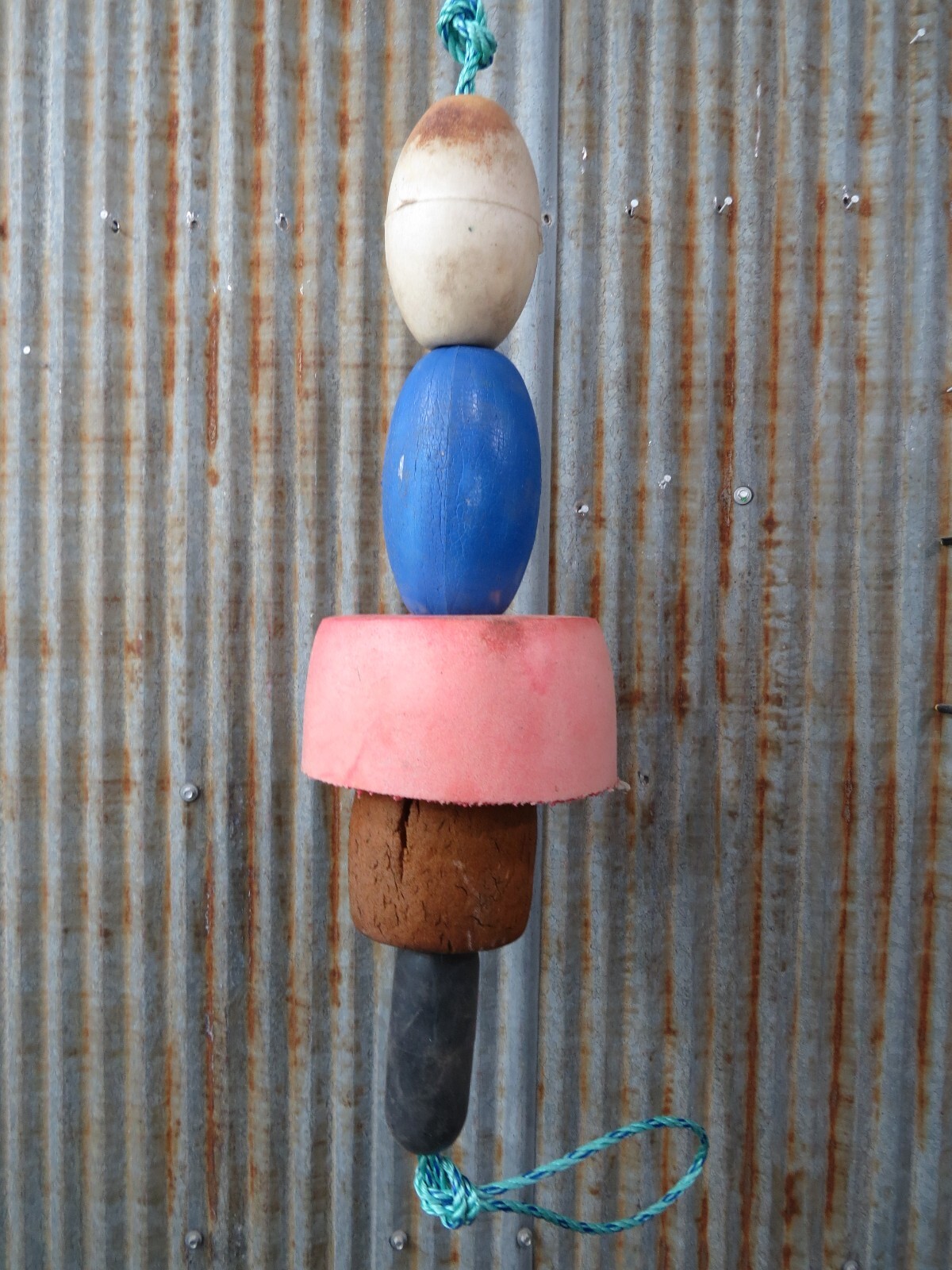 5 Old Fish Net Floats 22 Inches Long Fishing Buoys Bouys Tiki Hut Bar -(SF432)