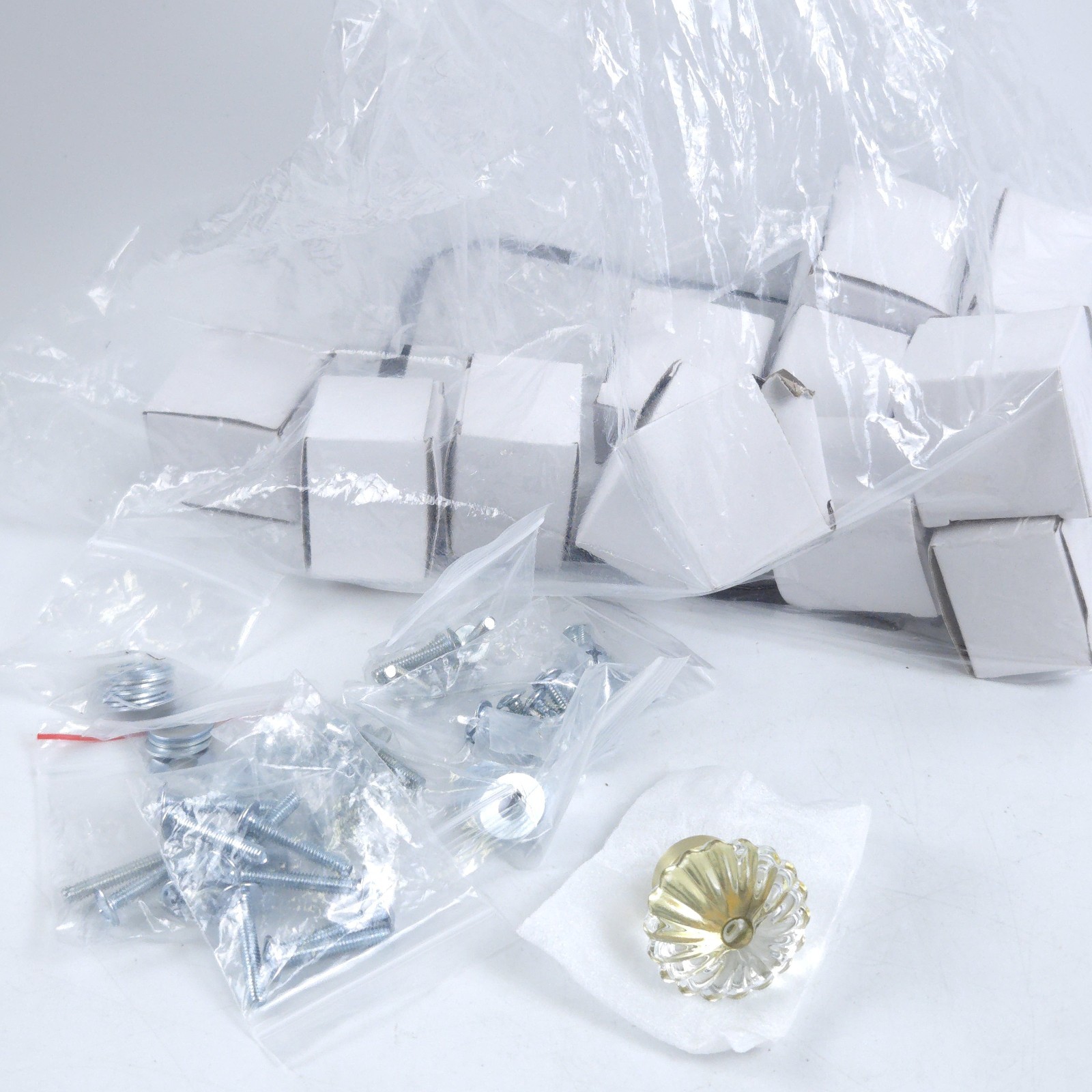 16x Crystal Cabinet Door Knobs, Handles / Gold Accent With Hardware