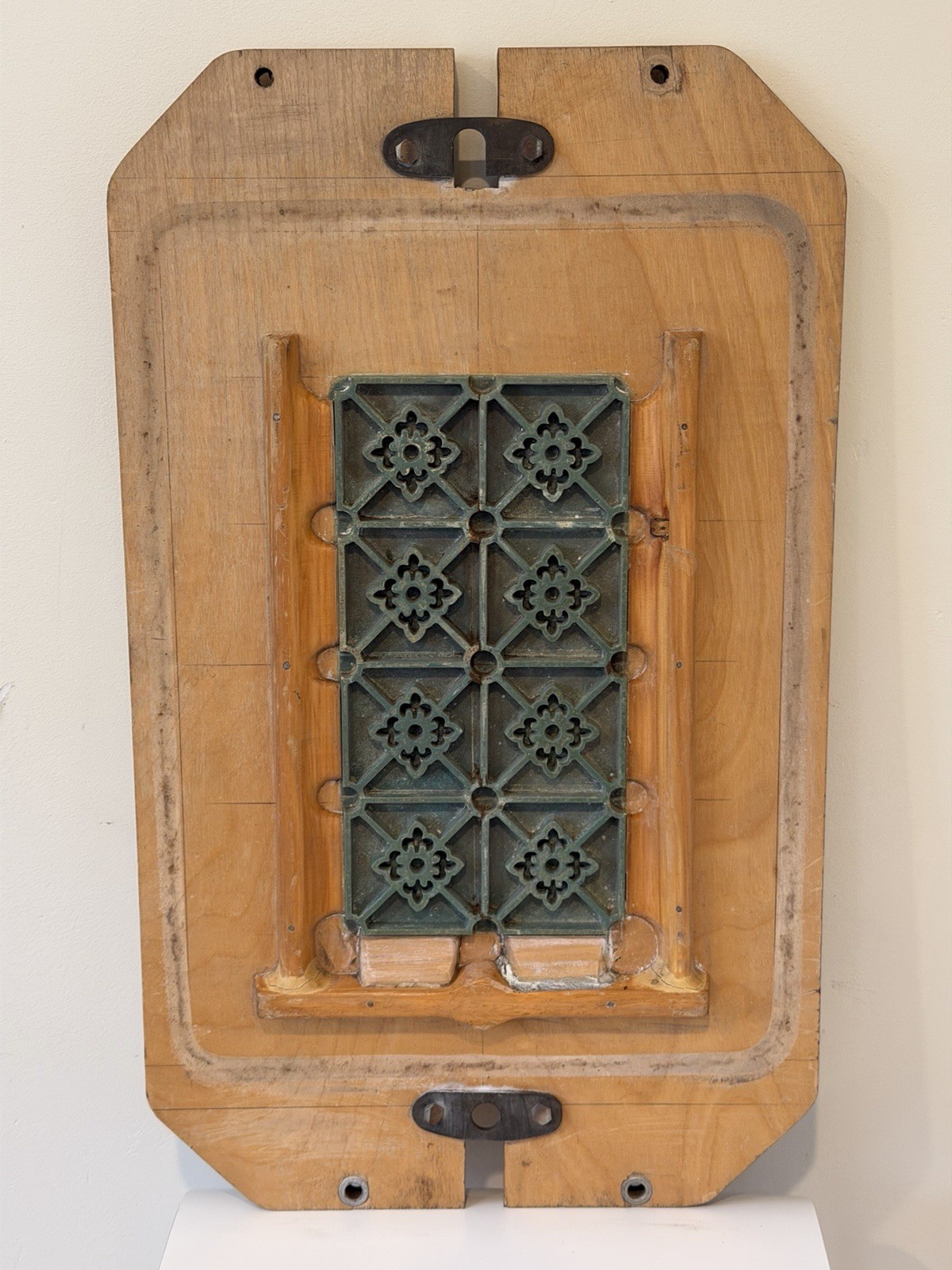 Mid Century Industrial Wood Foundry Mold Abstract Wall Art 1960 Decorative Tiles