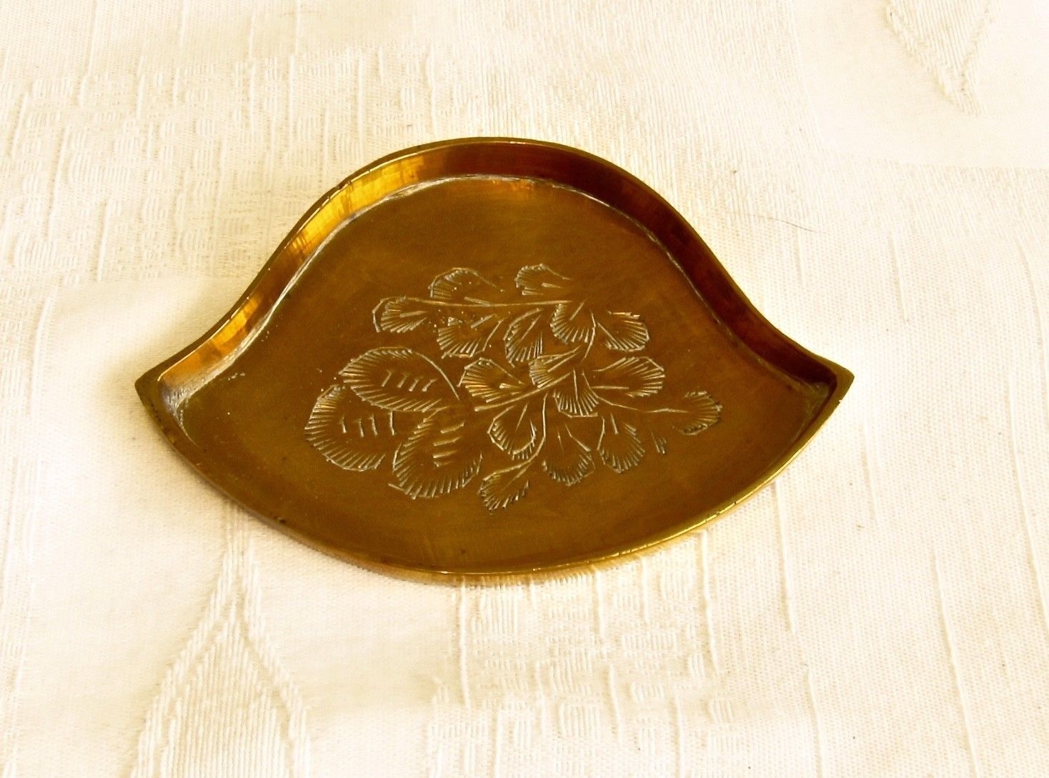 Brass vintage small ornamental etched bell shaped server/ashtray