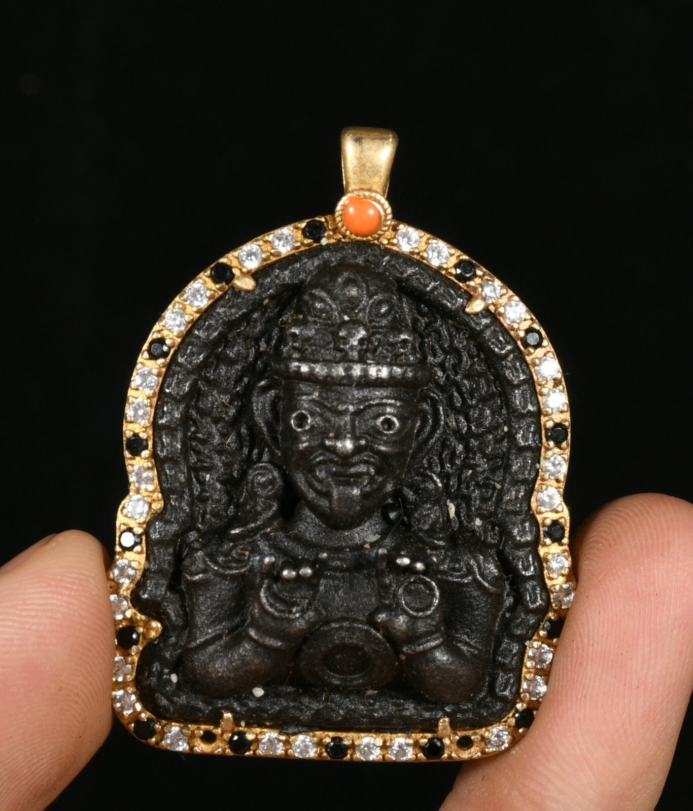 5CM Tibet Bronze Gild inlay Diamond Fengshui Vajradhara Buddha Amulet Pendant