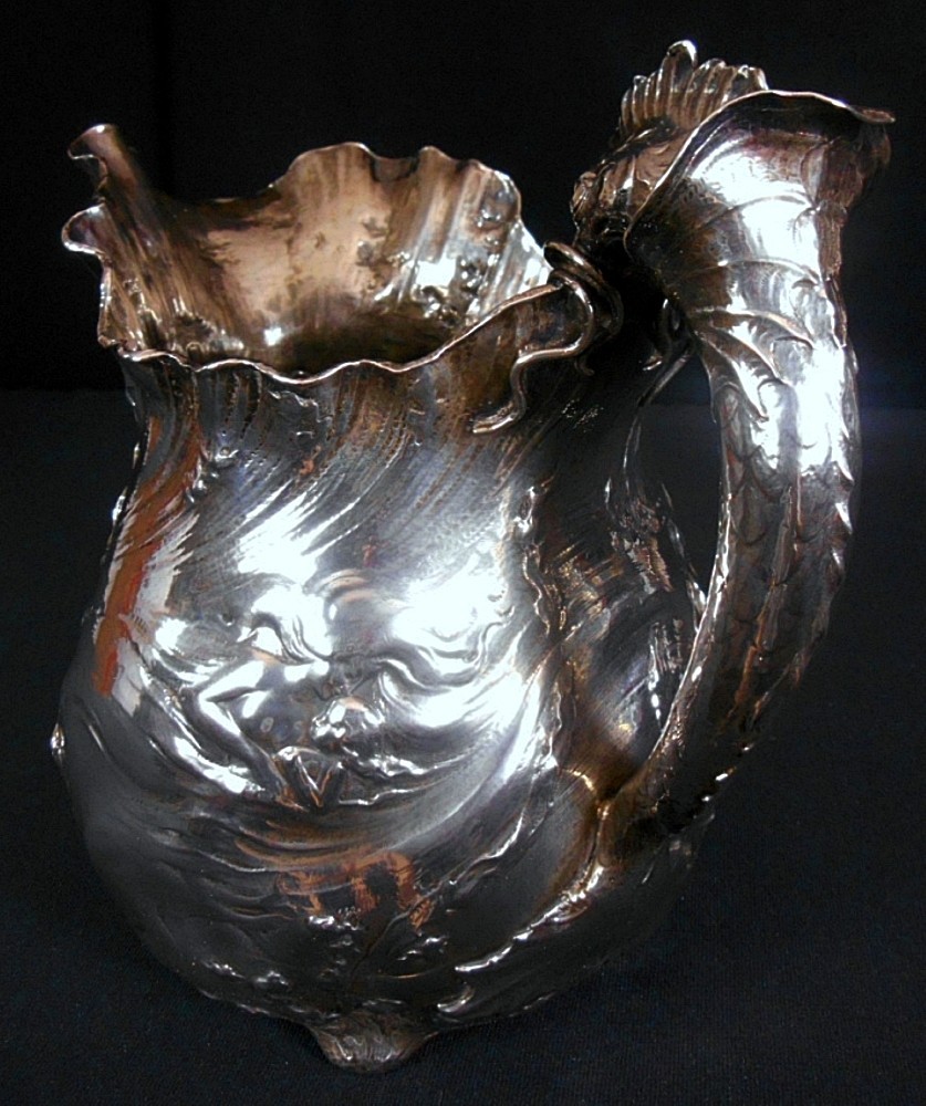 A magnificent solid silver marine themed figural solid silver water pitcher, Ma