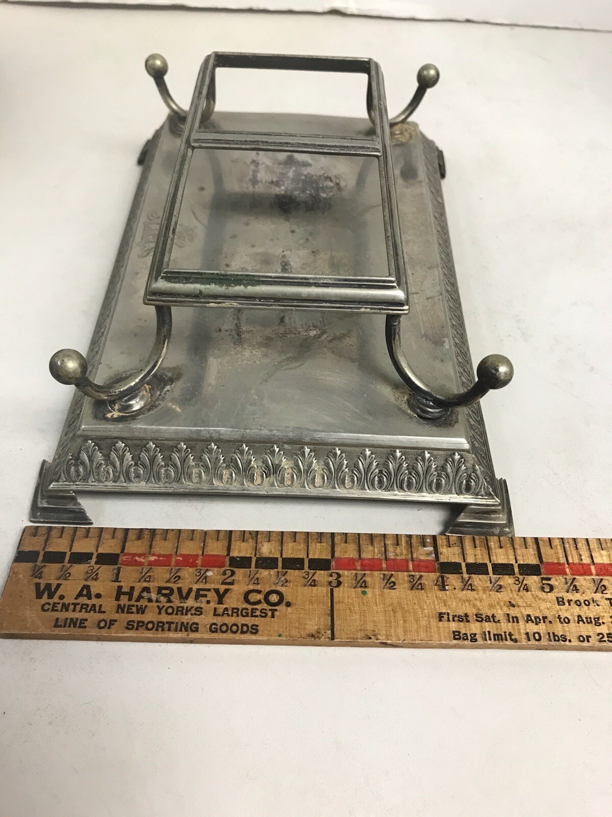 Reed & Barton Silver Plate Double Jam Jar Oil & Vinegar Shakers Caddy Mono Etch