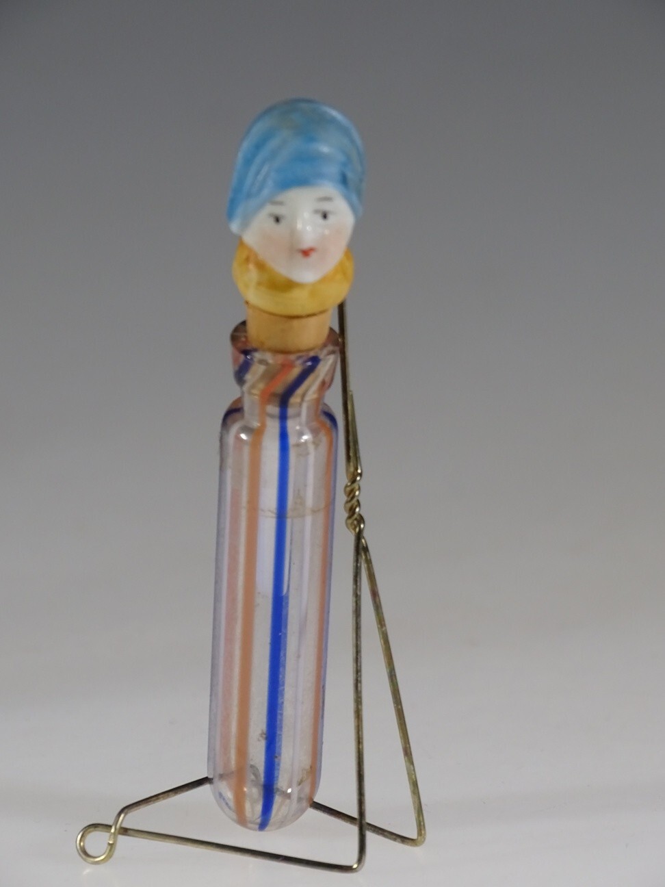Art Deco Murano Glass Scent Bottle with Flapper Girl Stopper, c. 1929