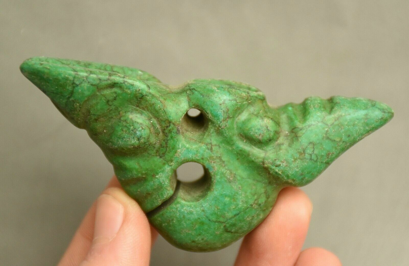 8.5CM Hongshan Culture Turquoise Carving Yu Pig Dragon Hook Gou Amulet Pendant