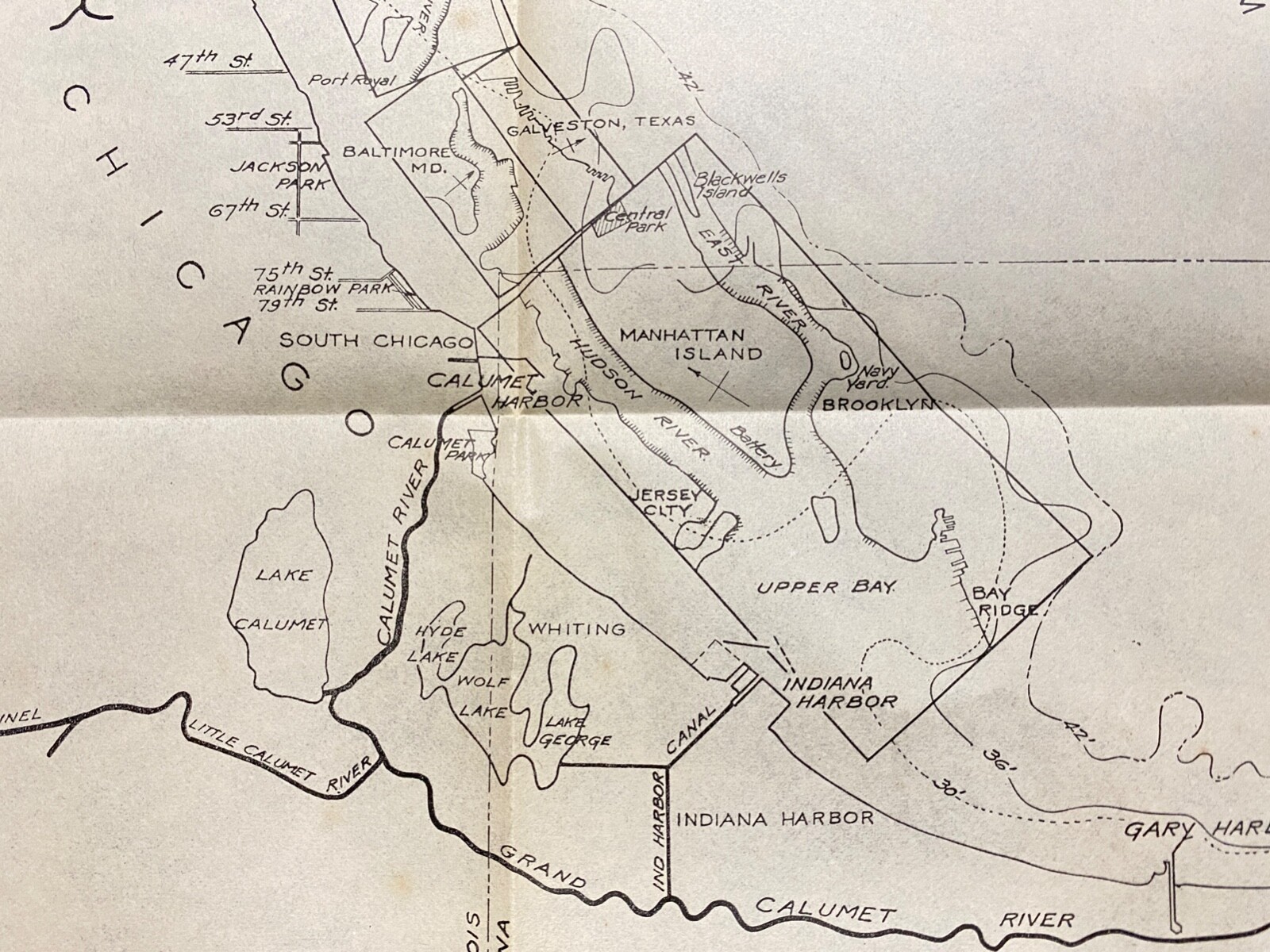 Antique 1919 Chicago Harbor Map War Department Corps Of Engineers US Army