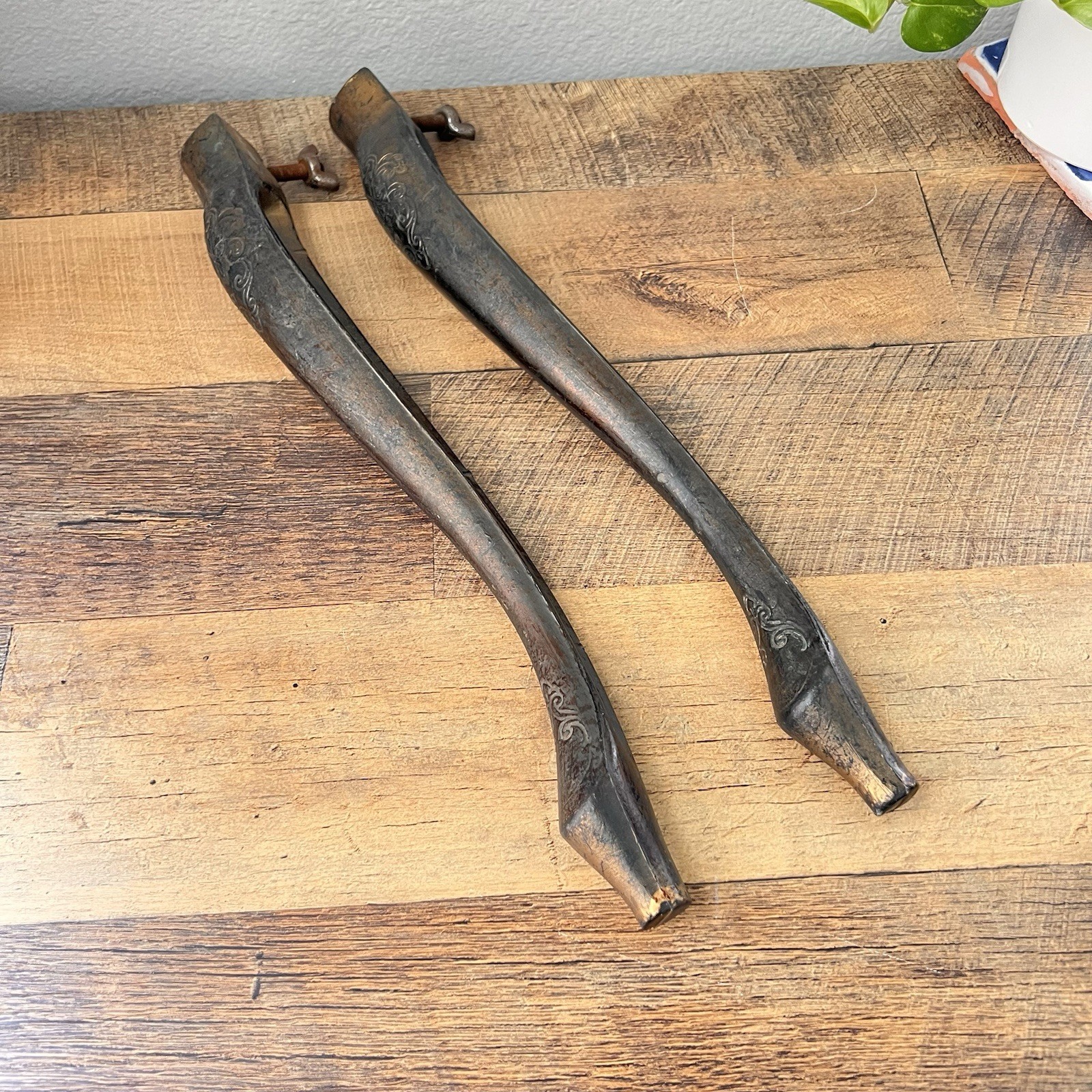 Set of 2 vintage plastic Dark Gold Italian RePurpose Table Legs 16″ Replacement