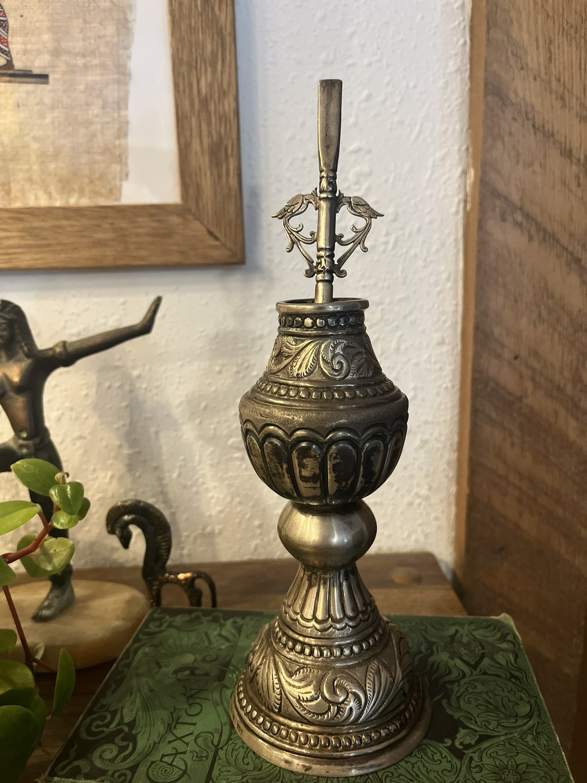Decorative Colonial Style Yerba Mate Cup & Bombilla Cuenca Argentina 925 Silver