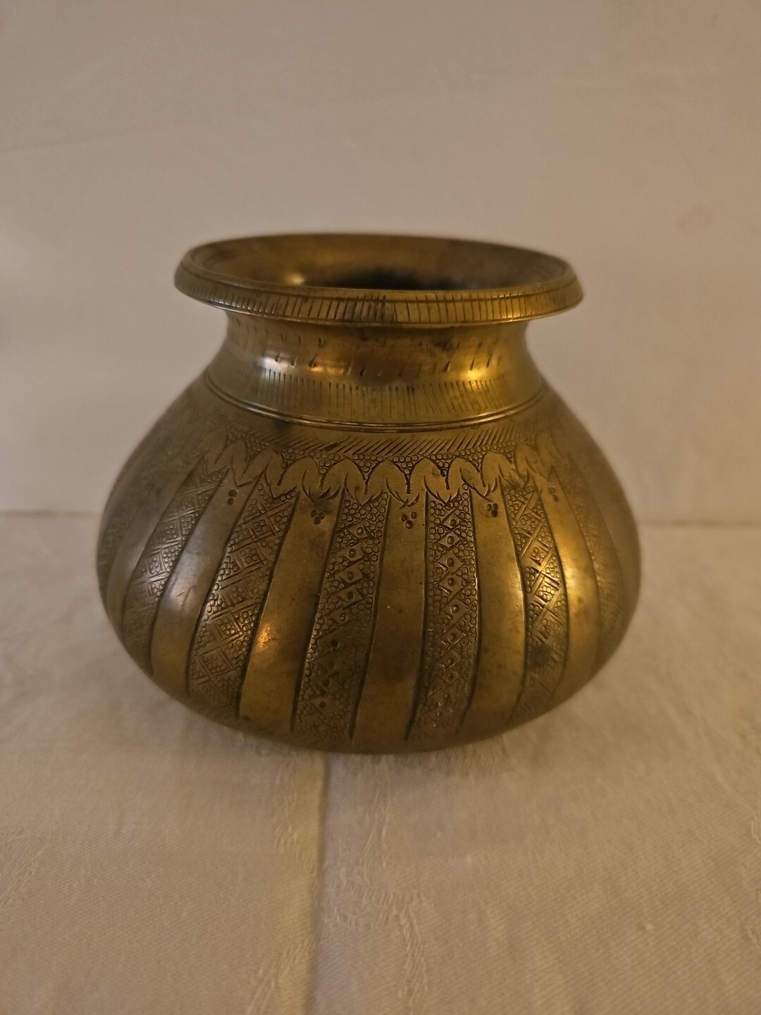 Old Brass Heavy Handcrafted Engraved Fine Quality Holy Water Pot 3.5×5″