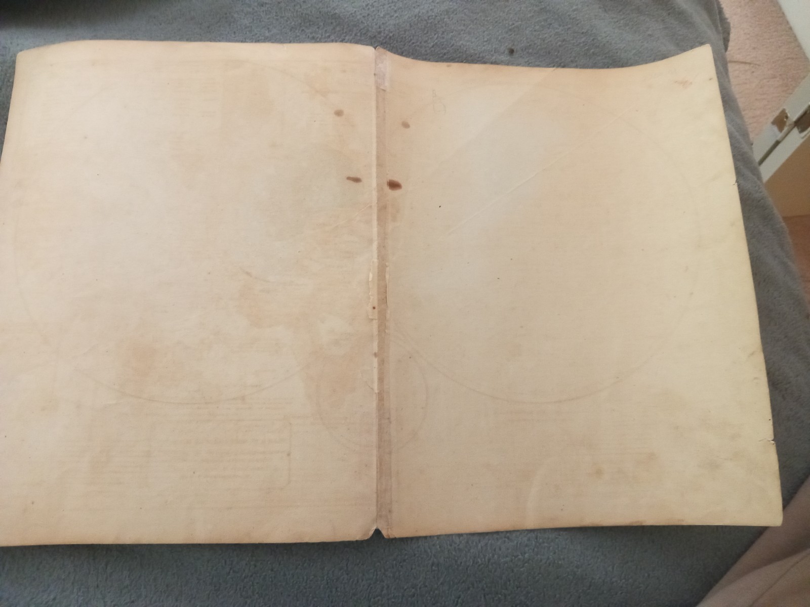 Antique 1821 World Map Double Hemisphere Engraving William C Woodbridge Hand Col