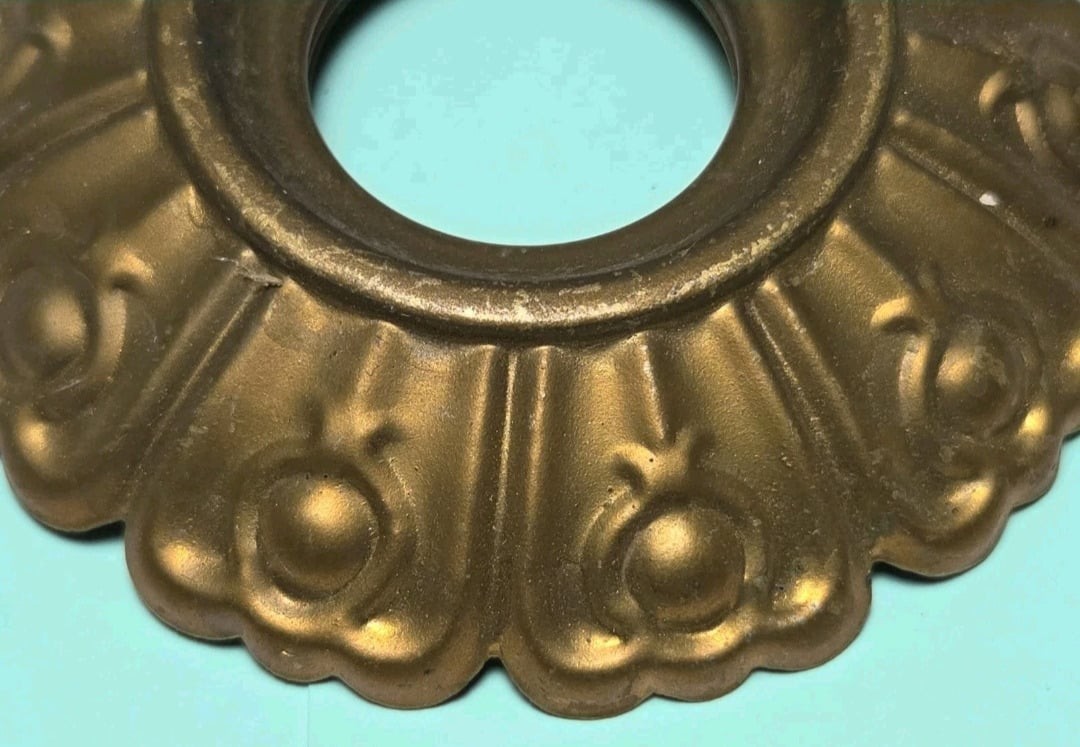 Antique Brass Peacock Chandelier Canopy Art Nouveau Ceiling Escutcheon 4 Avail
