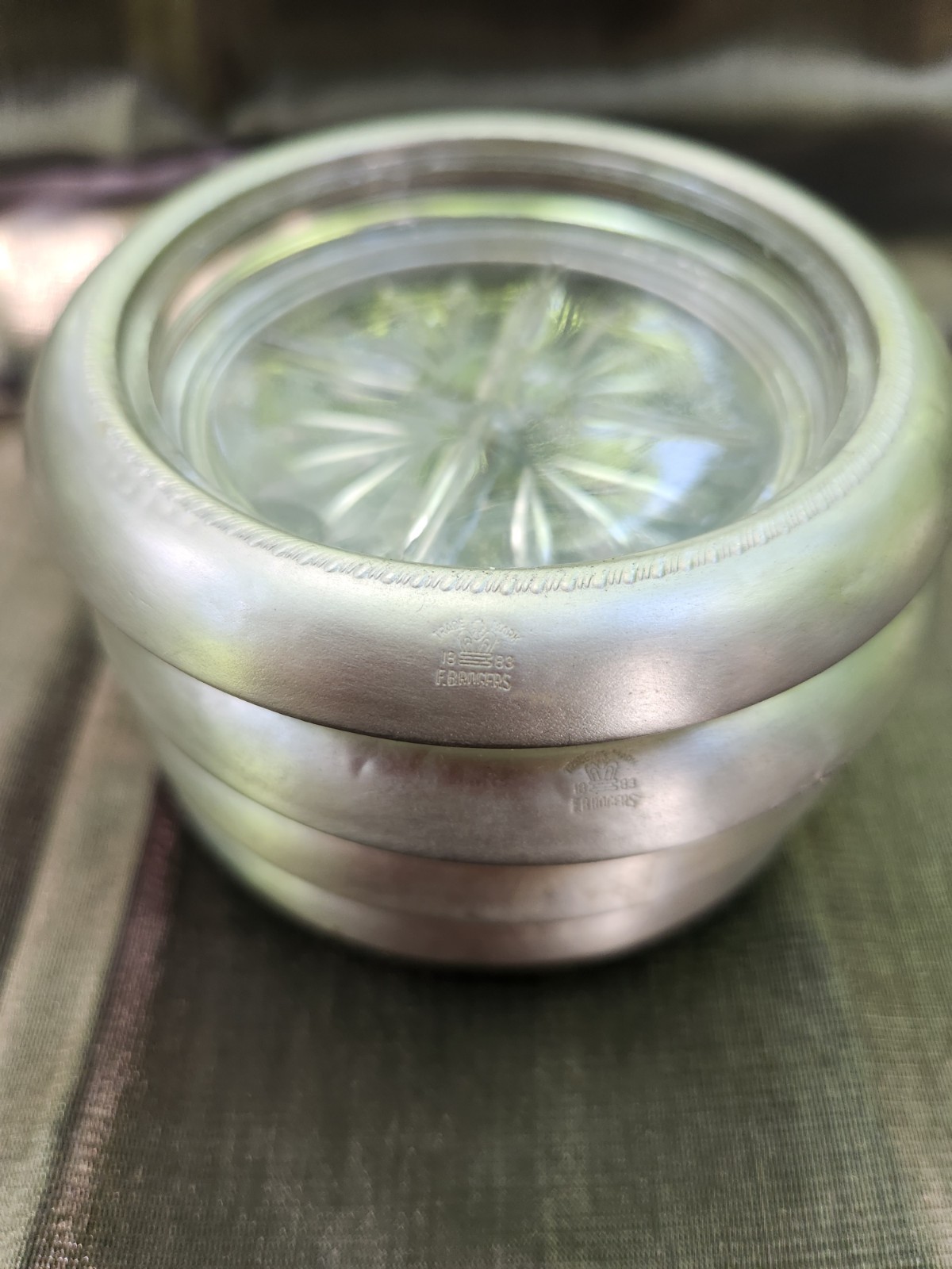 Vintage Matching Silverplate & Glass Coasters ~ Set of 4
