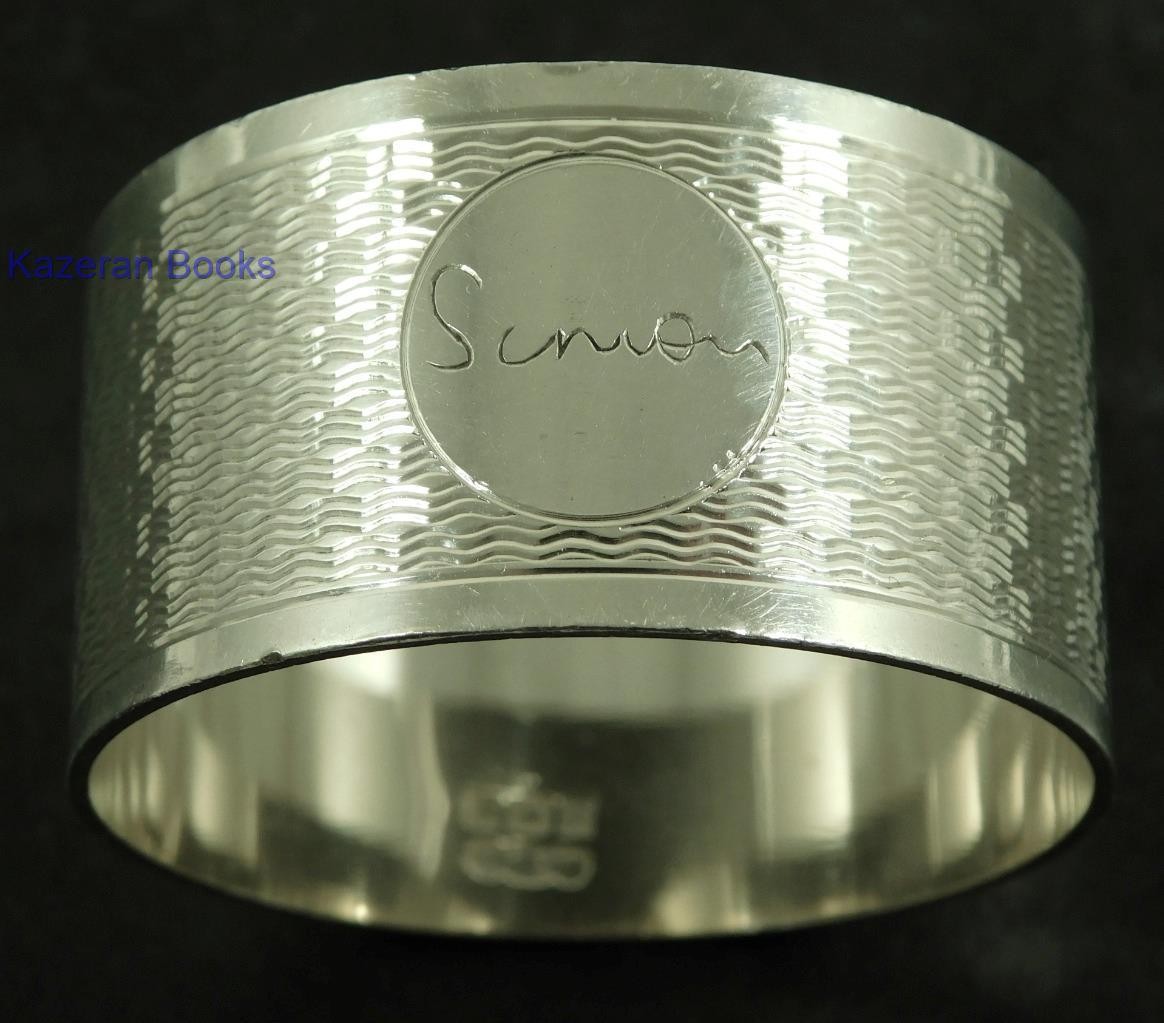 Vintage Solid Sterling Silver Napkin Ring 1971 By J Gloster Ltd ‘Simon’