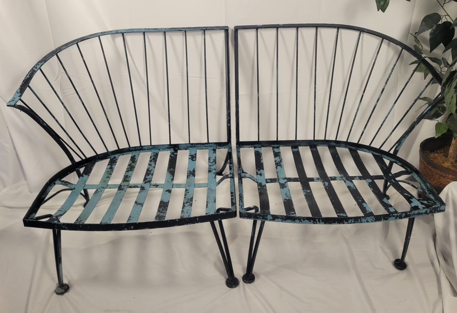 Mid Century Modern Russell Woodard Pinecrest Patio 2 Piece Loveseat Chairs