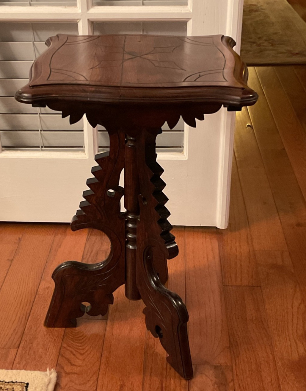 Antique Eastlake Carved Walnut Stand or Occasional Table