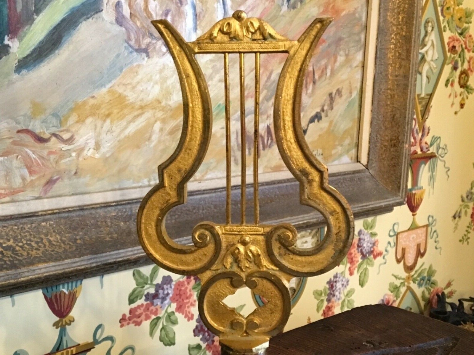 Antique French Gold Metal Processional Emblem Piece Church Religion Napoleon III