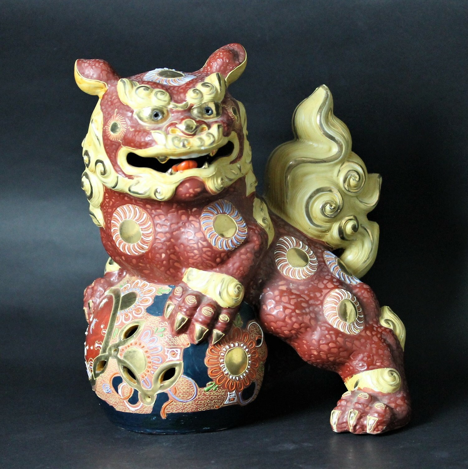 VTG ~1970 JAPANESE 九谷 KUTANI FOO DOG LION 獅子 SHISHI STATUE 3.6kg from Japan
