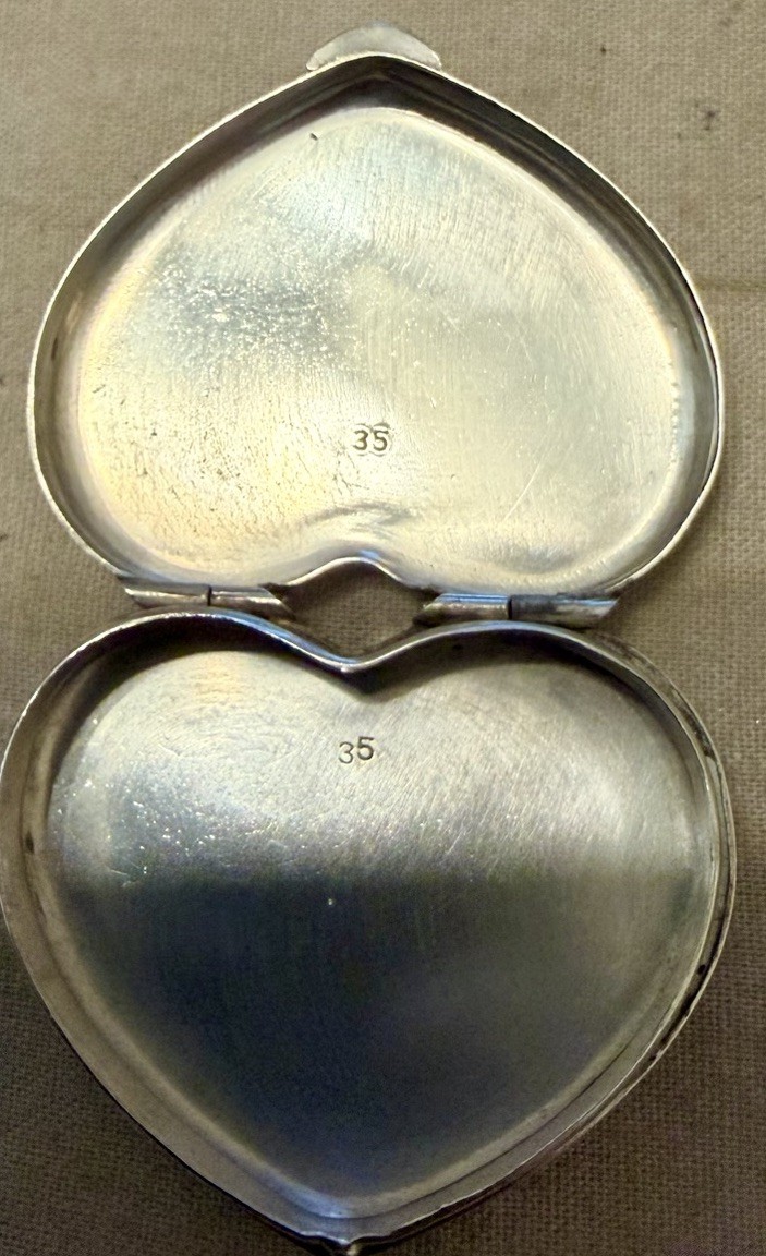 Authentic Tiffany & Co. Sterling Silver Heart Pill Box 1.5” Engraved Vintage