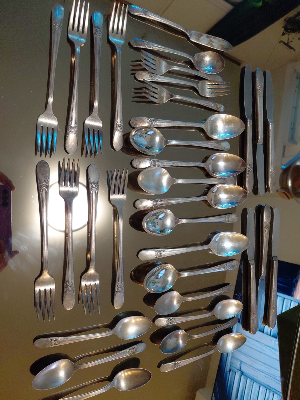 Antique WM Rogers Eagle & Star Silver BELOVED 1940 WM Rogers Silverware 34 Piece