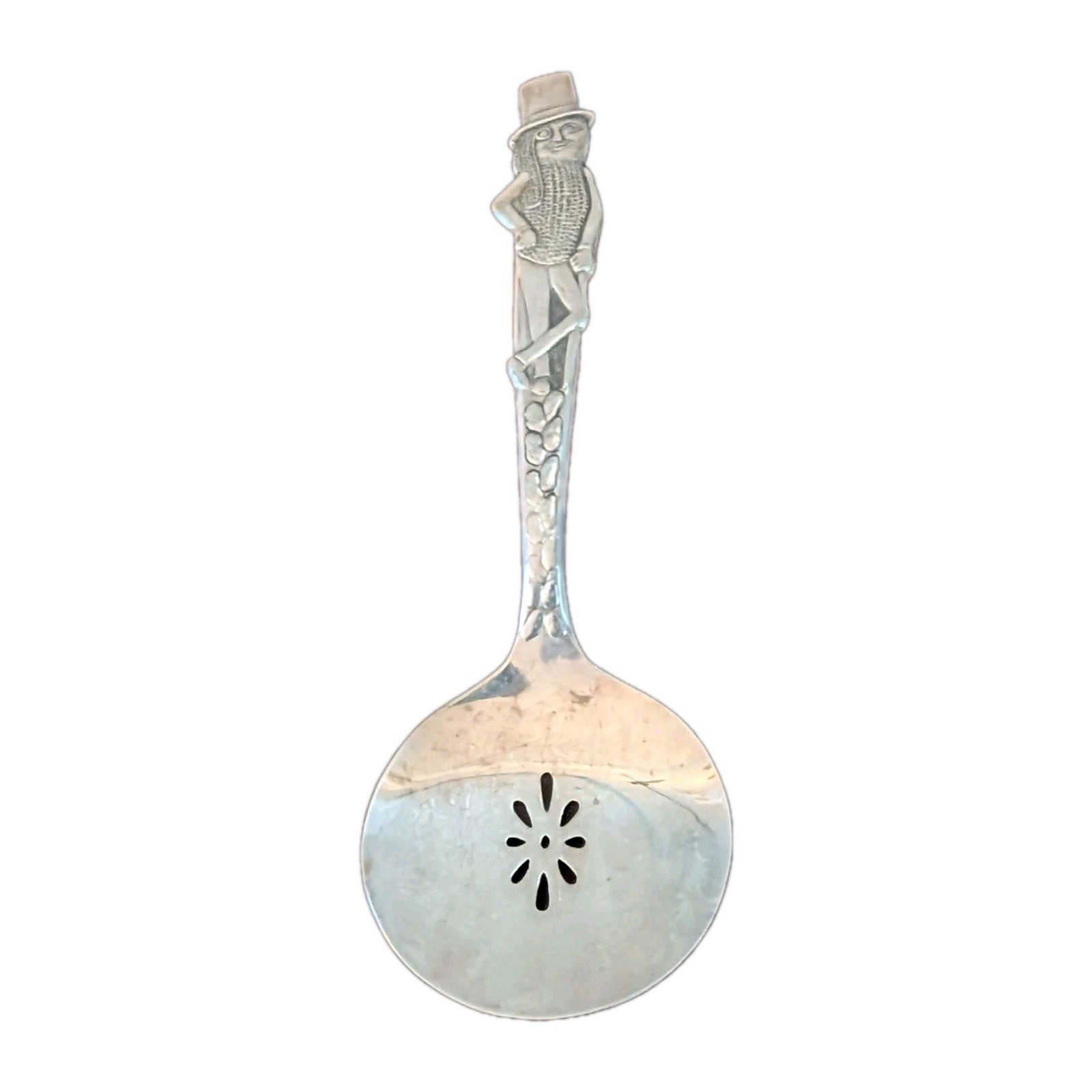 Vintage 1940s 1950s Carlton Silver Plate Mr. Peanut Pierced Nut Spoon