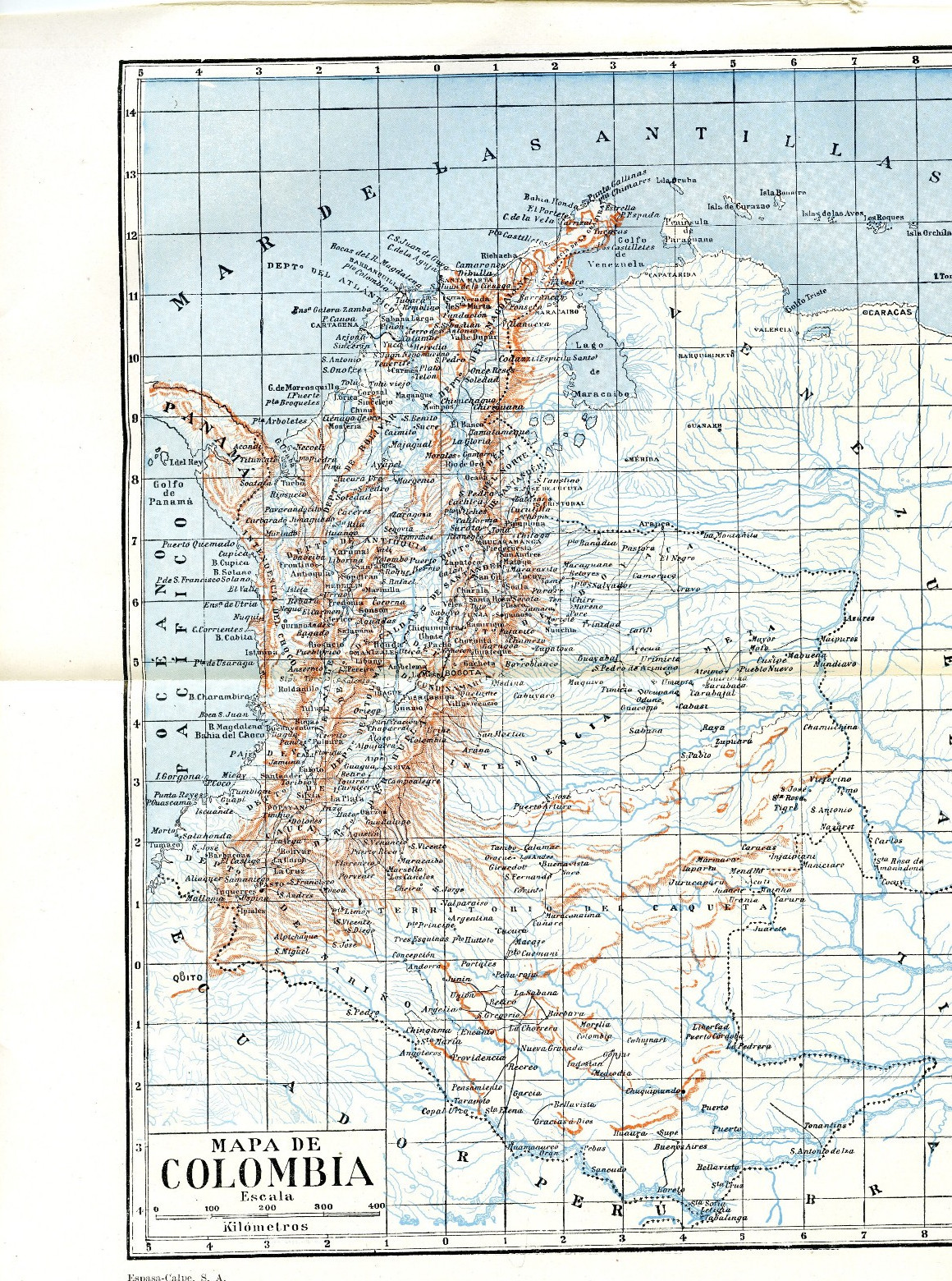 1920s Antique Maps Colombia South America Retro Wall Art Decor
