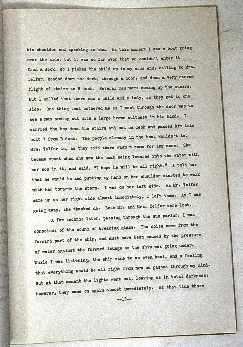 1935 Mohawk Sinking Survivor Story 1st Person Typescript New Jersey Disaster