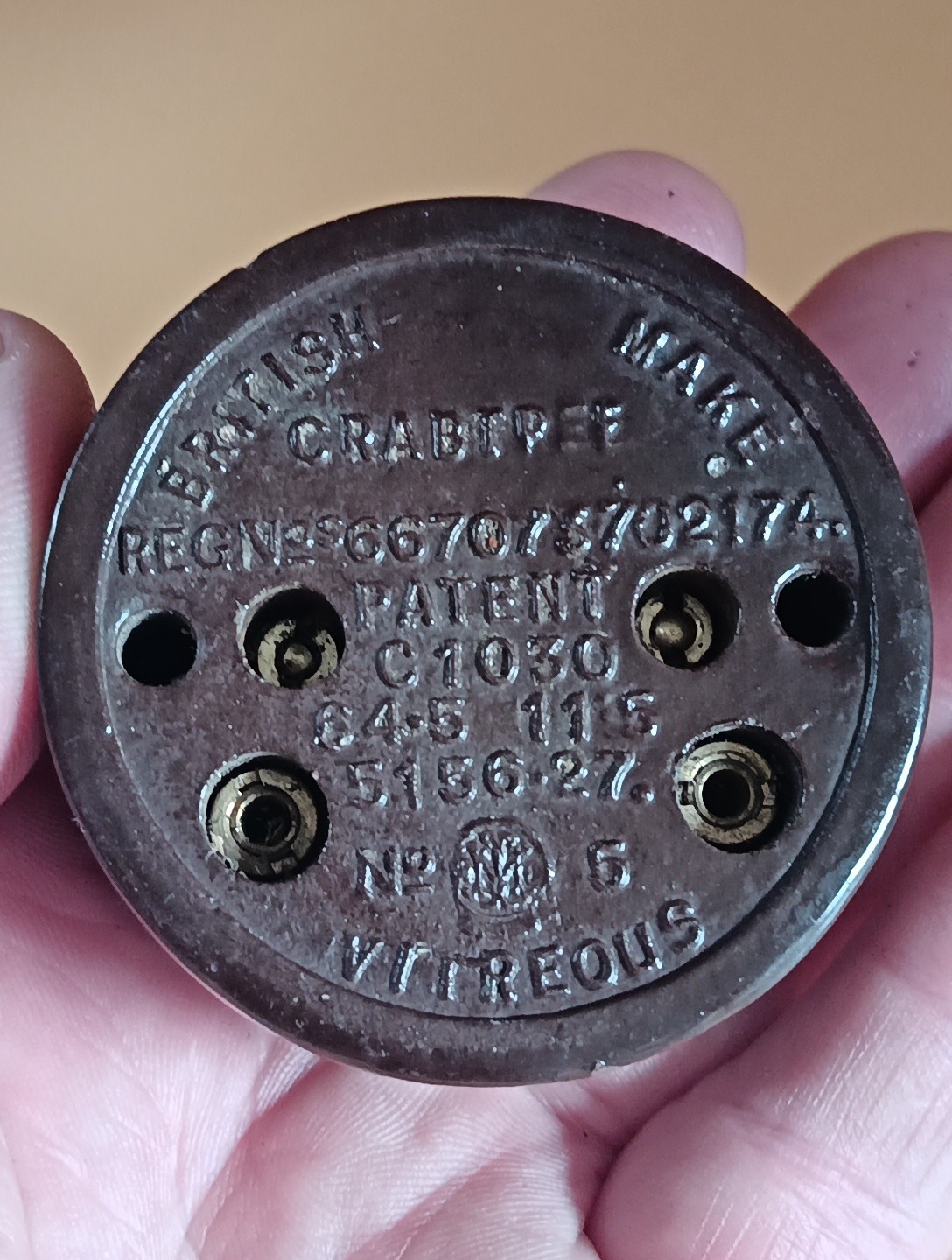 Vintage Bakelite Crabtree Light Switch No5