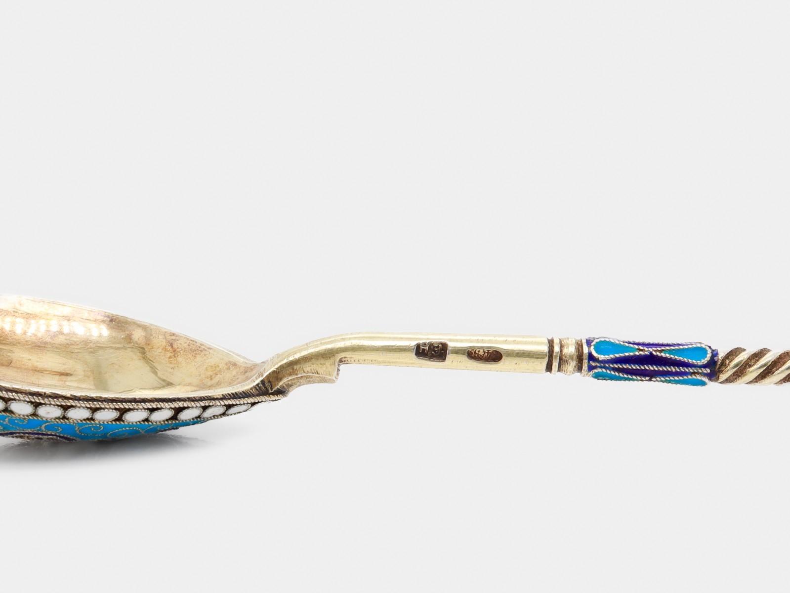 Antique 19th Century Russian Imperial Silver & Cloisonne Enamel Spoon