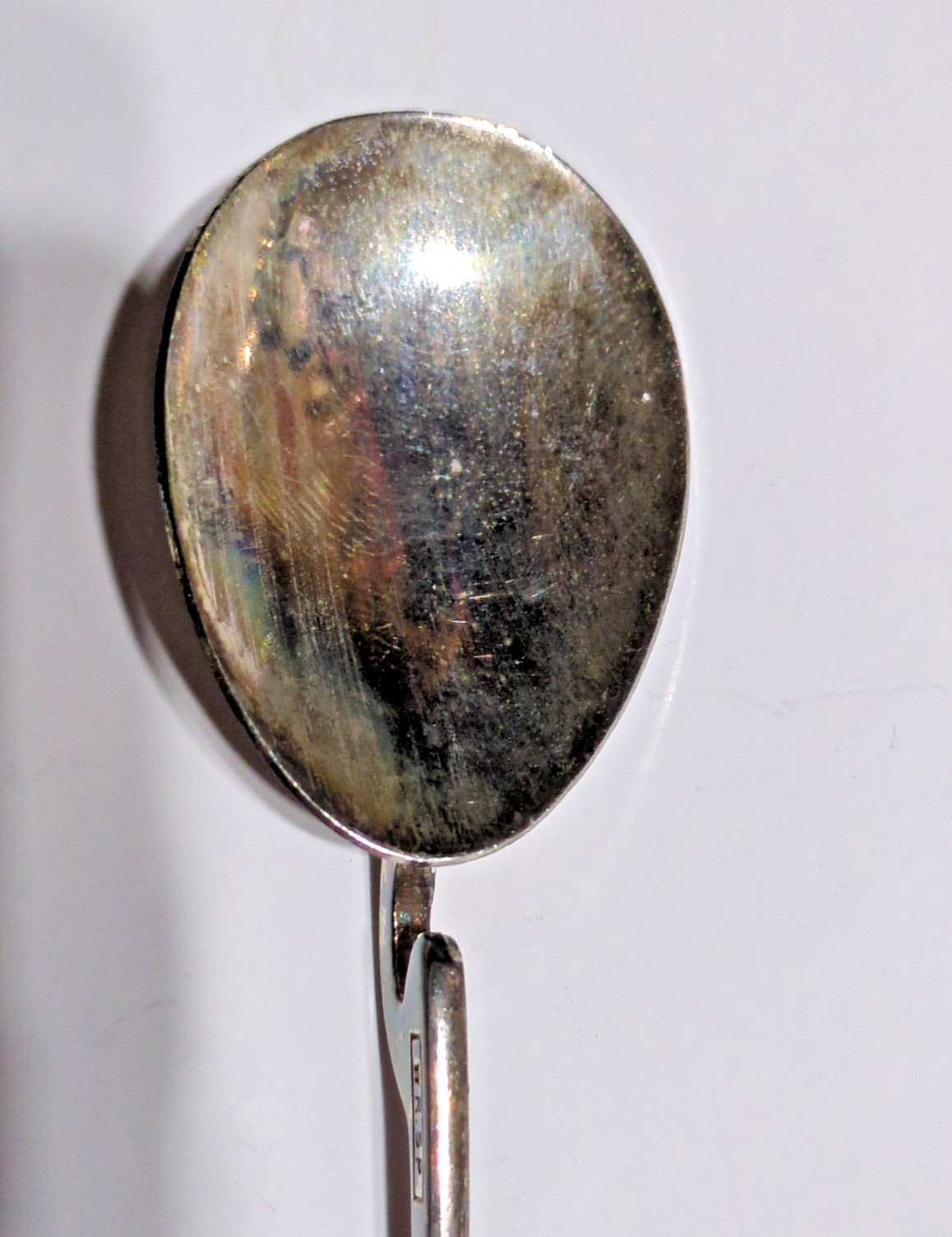Antique W Rogers Silver-Plated Roman Style Oyster Spoon with Pick TARNISHED