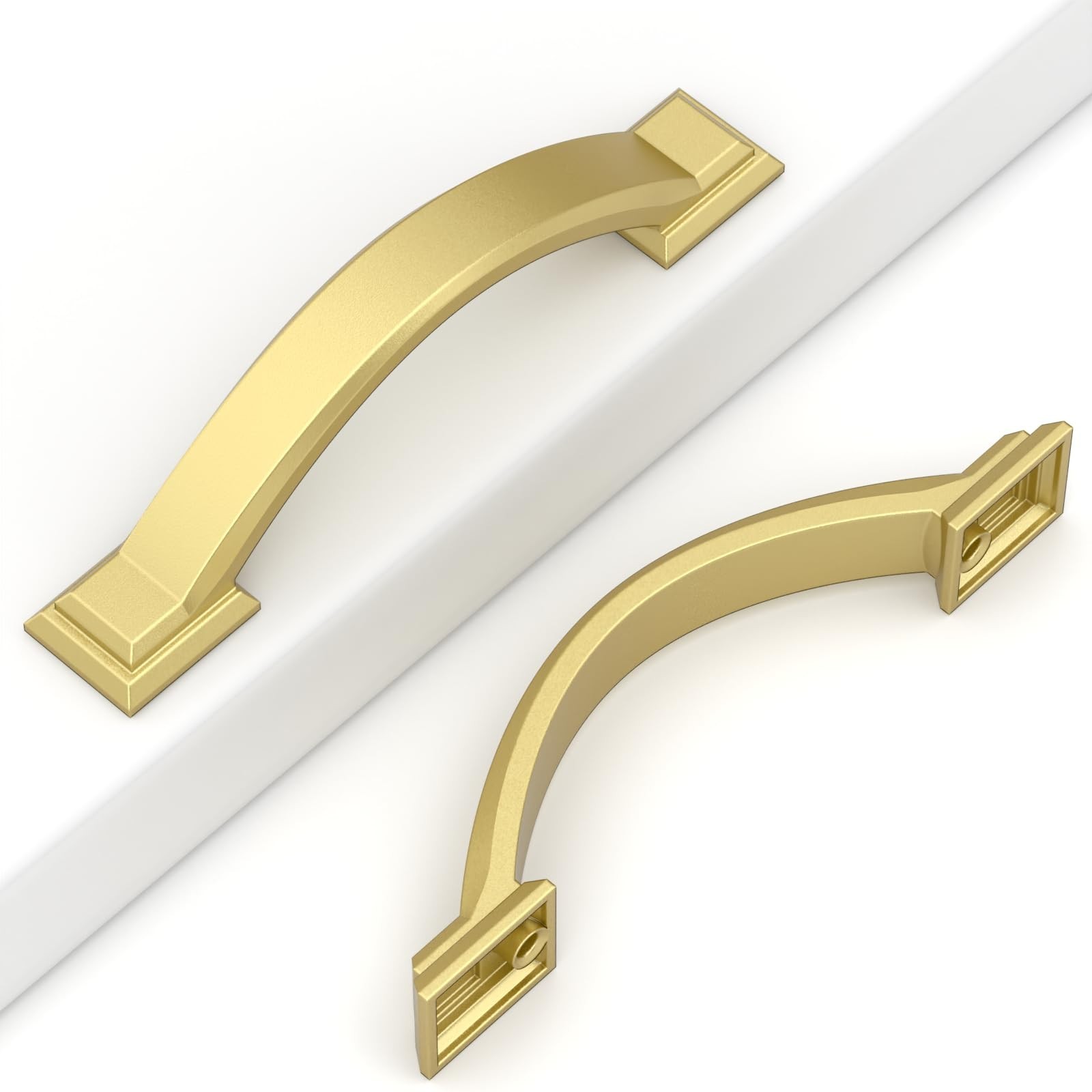 10 Pack Brushed Gold Cabinet Pulls 3”(76mm) Hole Centers,Hardware for Cabine…