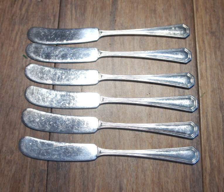 1835 R Wallace Silverplate Butter Spreader Knife 1913 Alamo Lot of 6