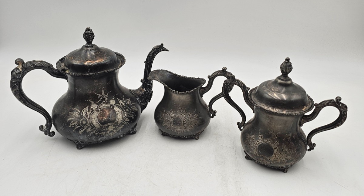 3 Pieces Forbes Silver Co. Quadruple Silver Plate Tea Set #156
