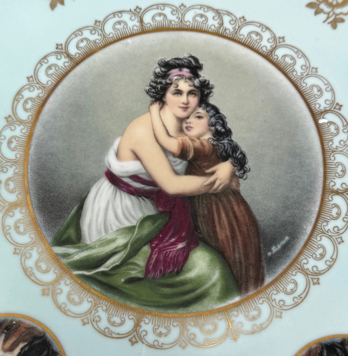 TWO – 10.5″ MITTERTEICH BAVARIA MOTHER/DAUGHTER PORCELAIN LEBRUN CHARGER PLATES
