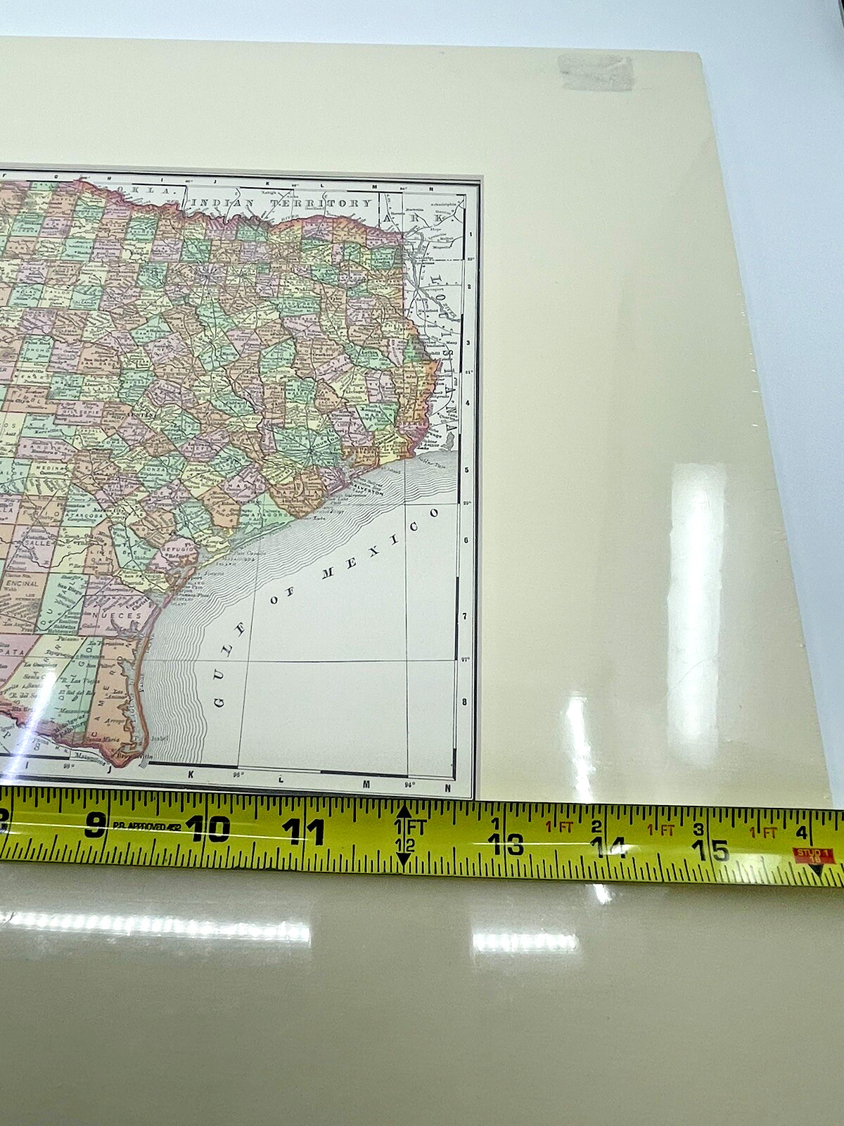 Rand McNally Texas State 1895 Machine Metal Colored Print Map Office Art