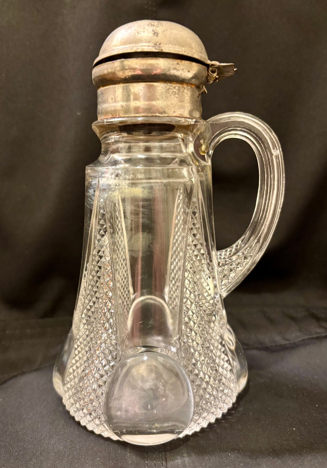 EAPG Antique Pattern RAMONA SYRUP JUG National McKee Glass Tiptoe 1903 Molasses